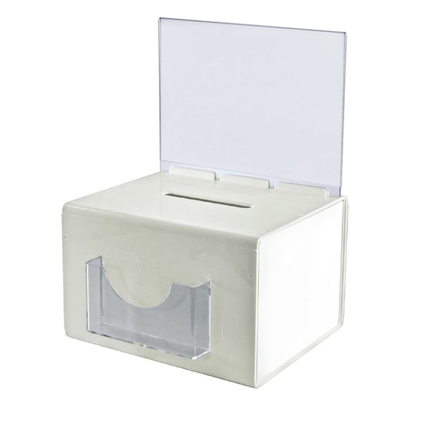 White Extra Large Lottery Box W/ Pocket, Lock and Keys